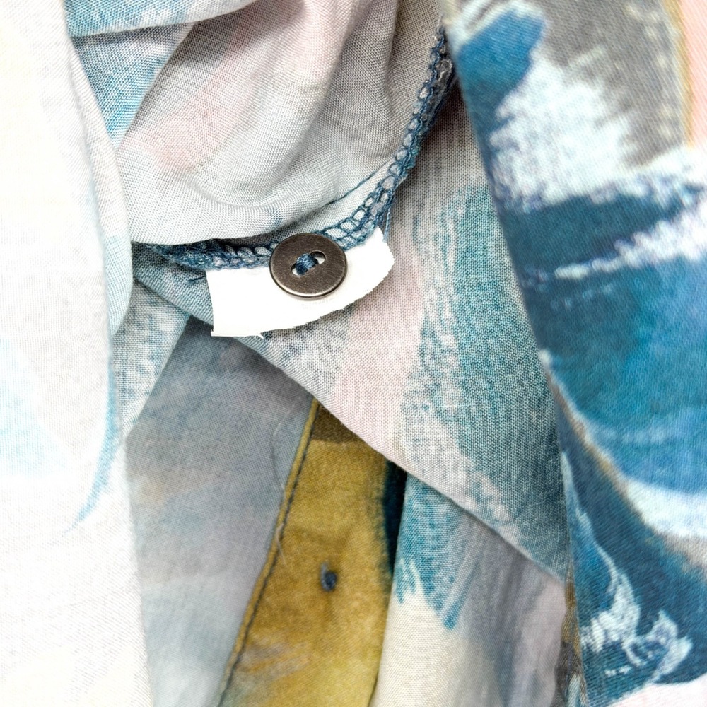 FDJ French Dressing Jeans Abstract Brushstroke Button Down Blouse Teal Small - Picture 8 of 8